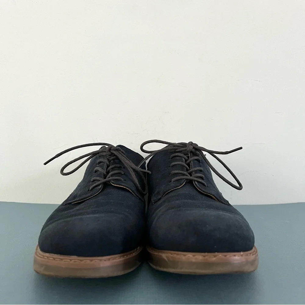 G. H. Bass & Co. Pasadena Navy‎ Blue Suede Buck Lace Up Oxford Shoes